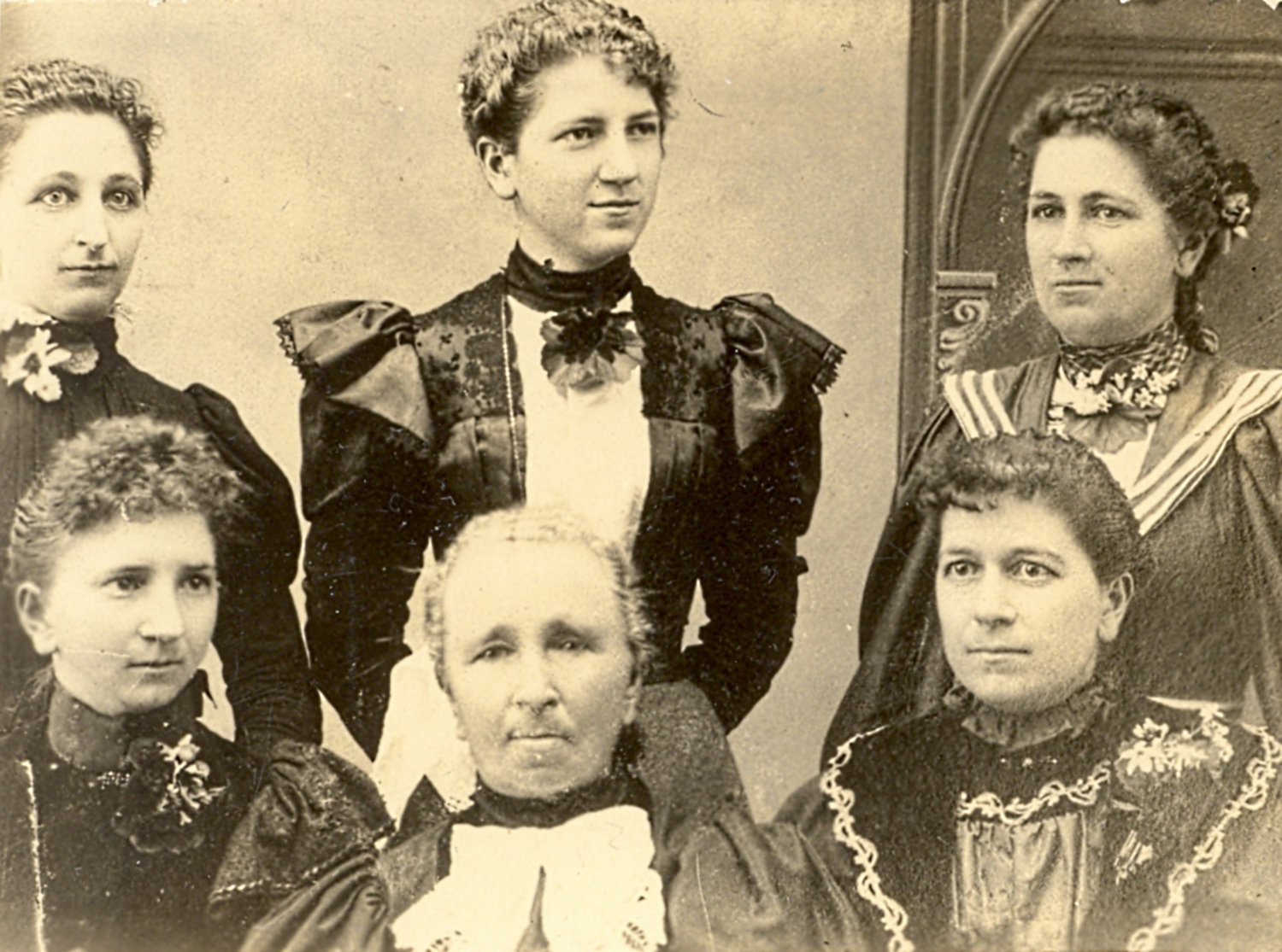 The Zenkner girls, standing from left are Anna Berry, Julia Thompson, Emma Garrison, seated Augusta  Kirtley, Mrs. Anna Shimek, Antonia (Mrs. Fred) Salzer.